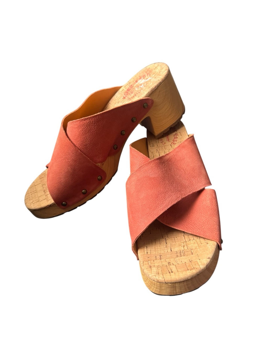 Kork Ease Tatum Leather Slide Sandals in Orange Melon